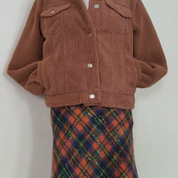 CHARLES GRAY LONDON VINTAGE MOHAIR PLAID SKIRT - Picture 4 of 5